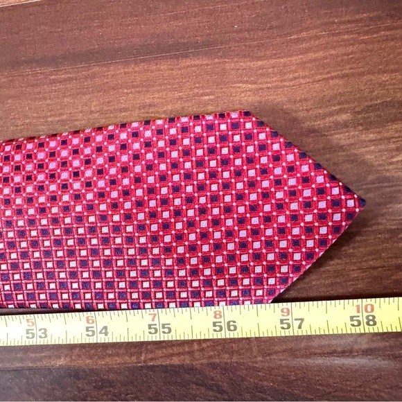 🍁SALE🍁NAUTICA Red Silk Polyester Blend Foulard Tie - Picture 9 of 9